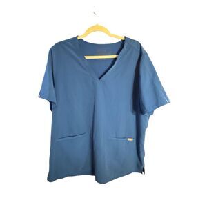 Figs Technical Collection Blue Scrub Top Vneck Sz XXL Womens